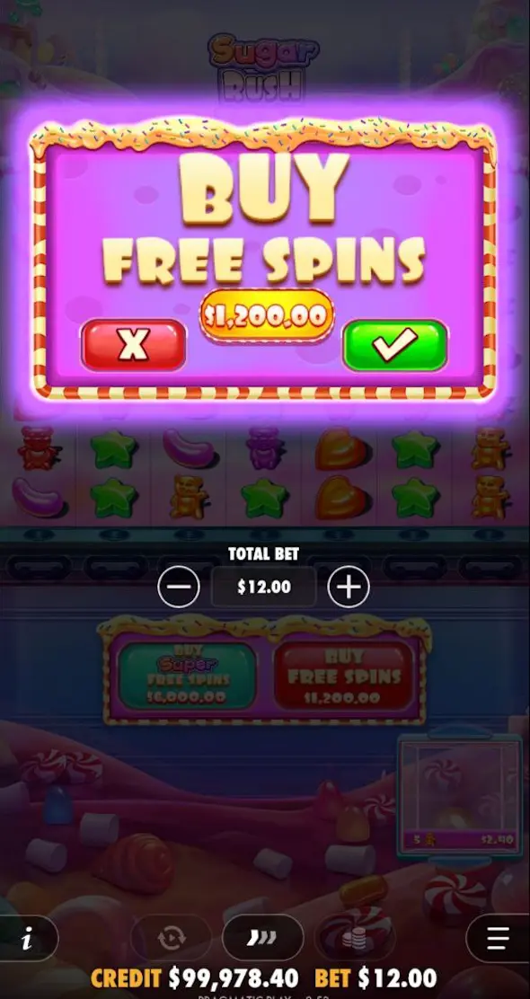 Sugar Rush 1000 5 mobile Bildschirme