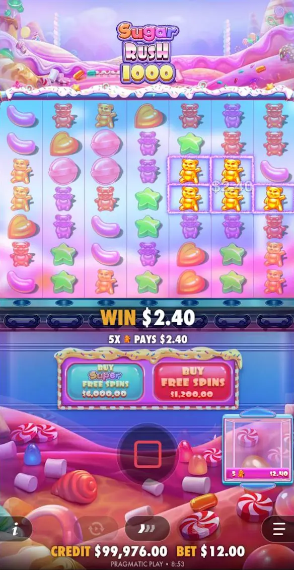 Sugar Rush 1000 6 mobile Bildschirme
